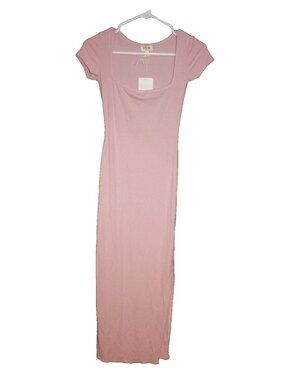 See You Monday Ribbed Bodycon Dress Cap Sleeve Scoop Neck Pink Size XS NEW